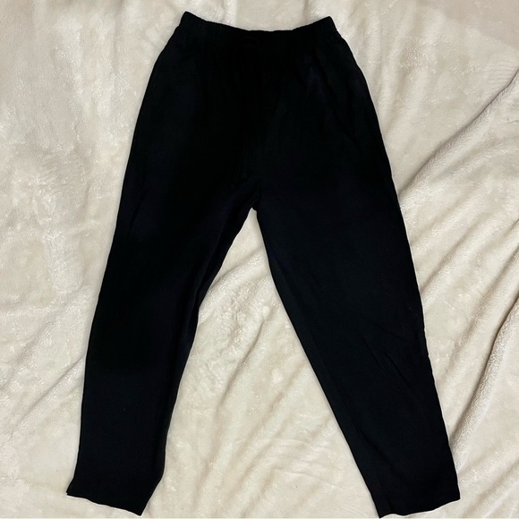 Black Rayon Pants Small Petite SP CM Shapes Petite Elastic Waist Loose Fit Boho - Picture 2 of 7